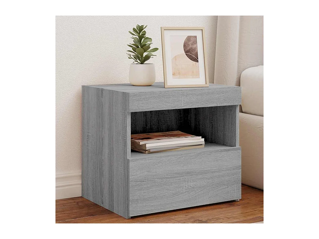 Nachttische mit LED-Leuchten 2 Stück Sonomagrau 50x40x45cm