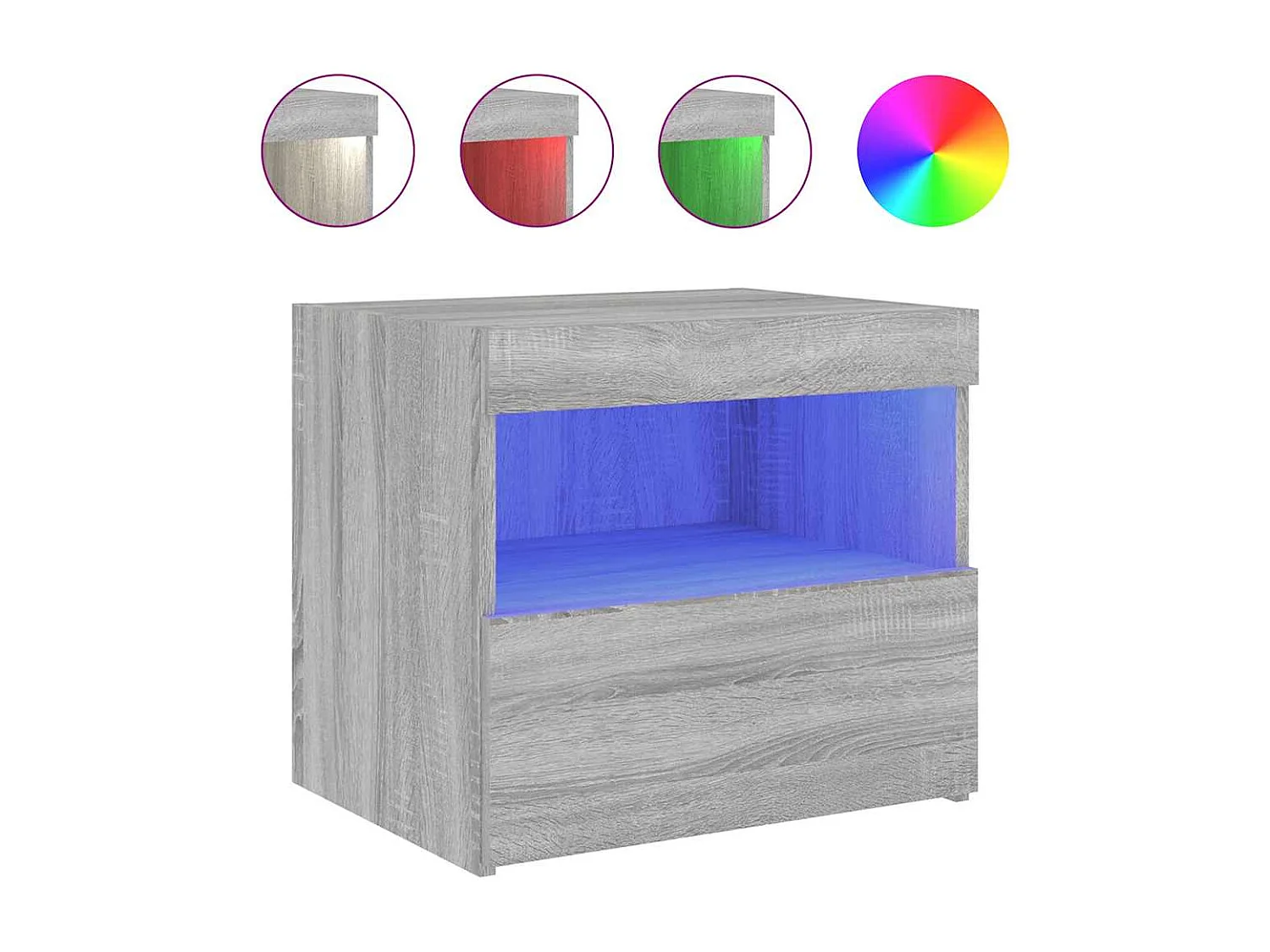 Tables de chevet avec lumières LED 2 pcs sonoma gris 50x40x45cm
