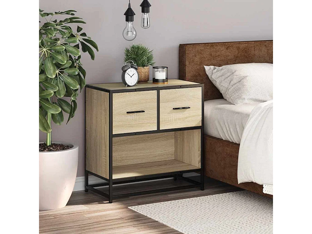 Nachttisch Sonoma Eiche 60x31x60 cm Holzwerkstoff Metall