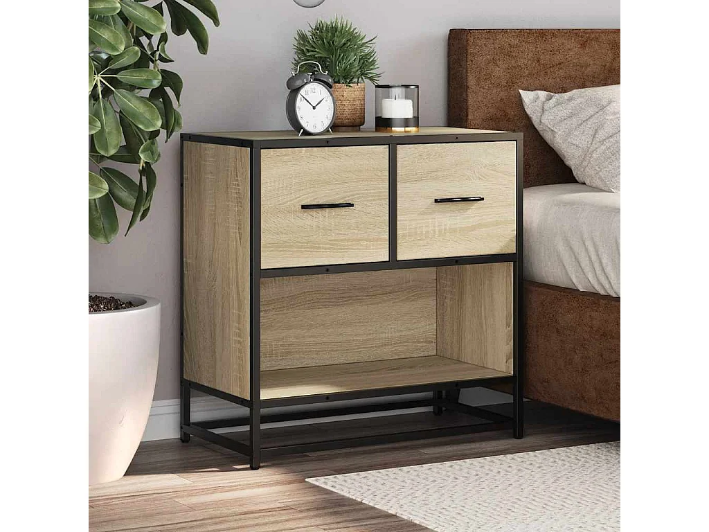 Nachttisch Sonoma Eiche 60x31x60 cm Holzwerkstoff Metall