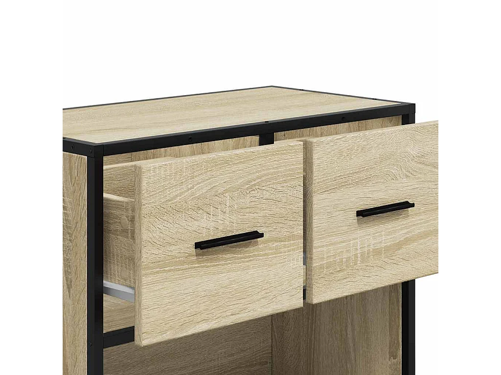 Mesita de noche roble sonoma 60x31x60 cm madera contrachapada metal
