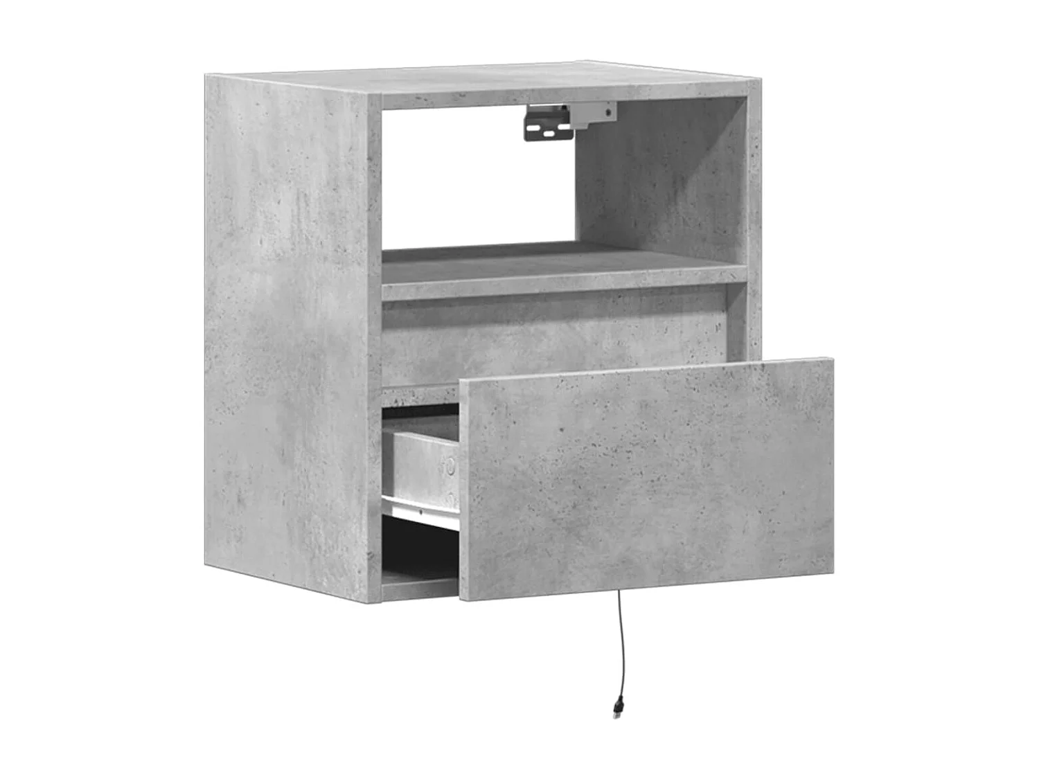 Tables de chevet murales avec lumières LED 2 pcs gris béton