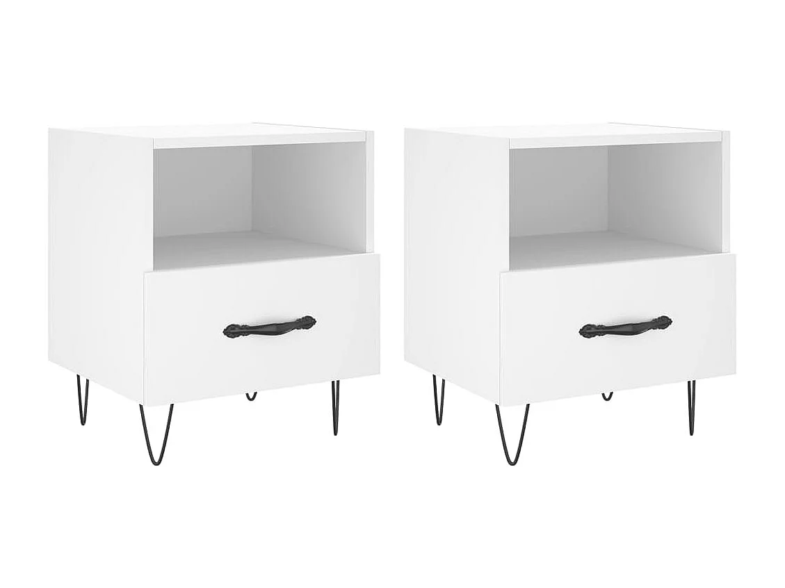 Comodini 2 pezzi bianchi 40x35x47,5 cm in legno ingegnerizzato