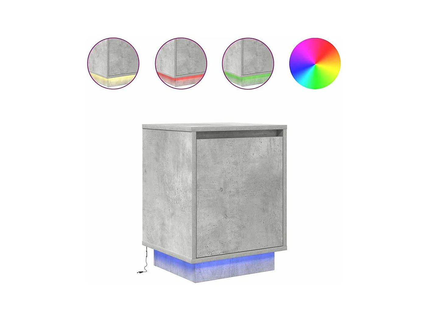 Nachttische mit LED-Leuchten 2 Stück Betongrau 38x34x50 cm