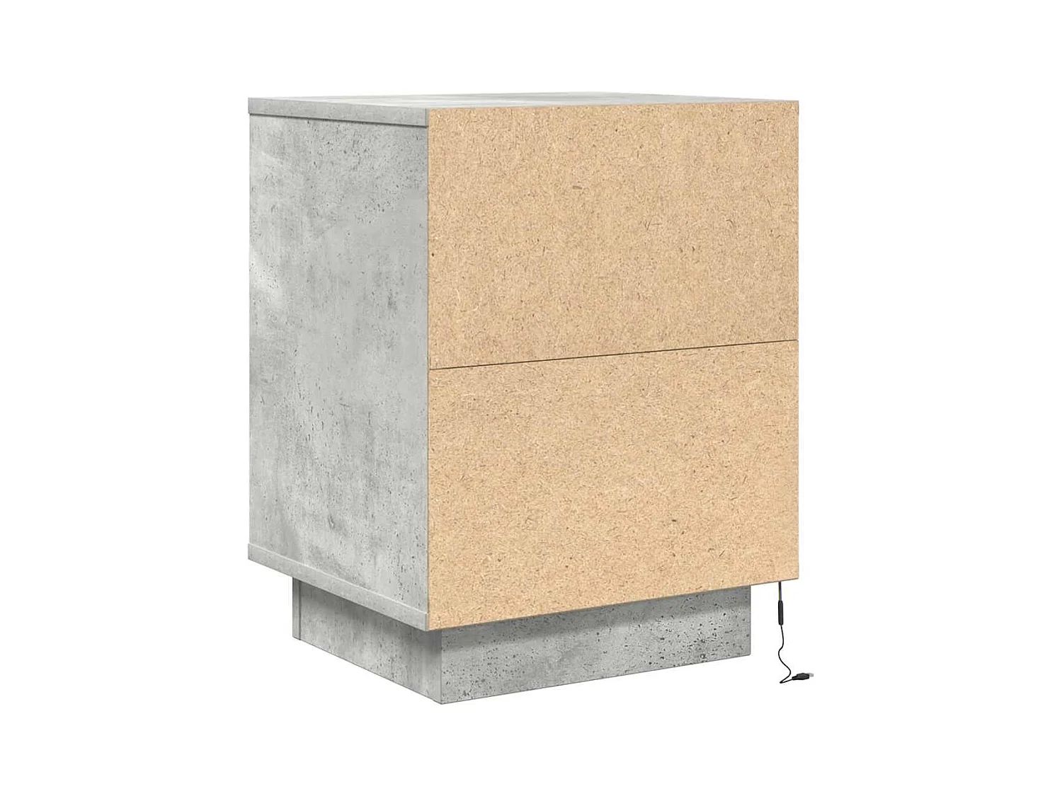 Nachtkastjes met LED-verlichting 2 stuks betongrijs 38x34x50 cm