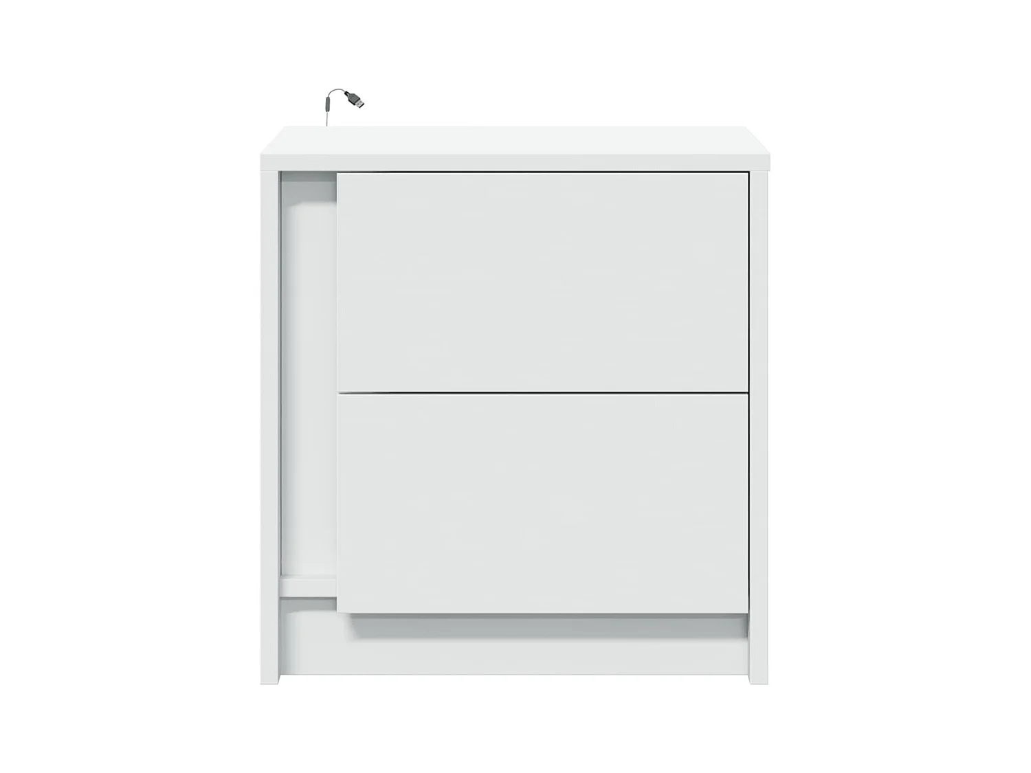 Armoires de chevet et lumières LED 2pcs blanc bois d'ingénierie