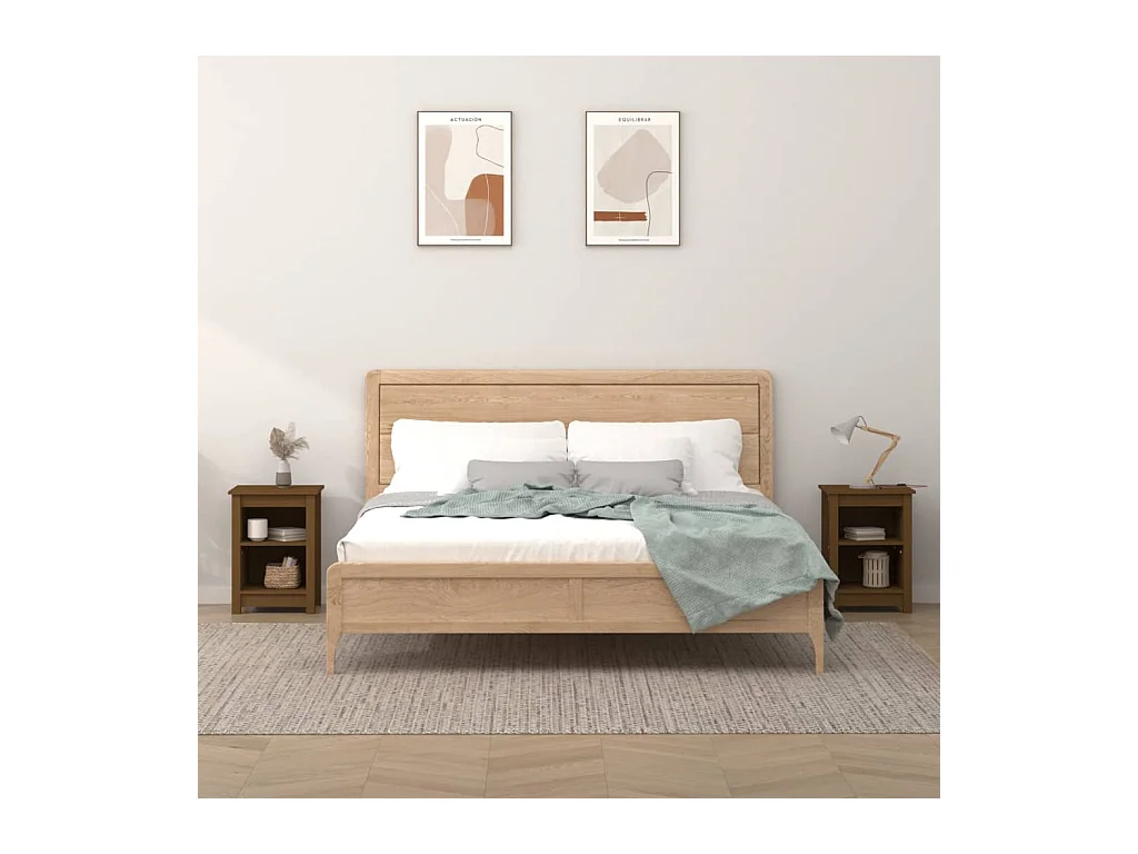 Tables de chevet 2 pcs Marron miel 40x35x55 cm Bois pin massif