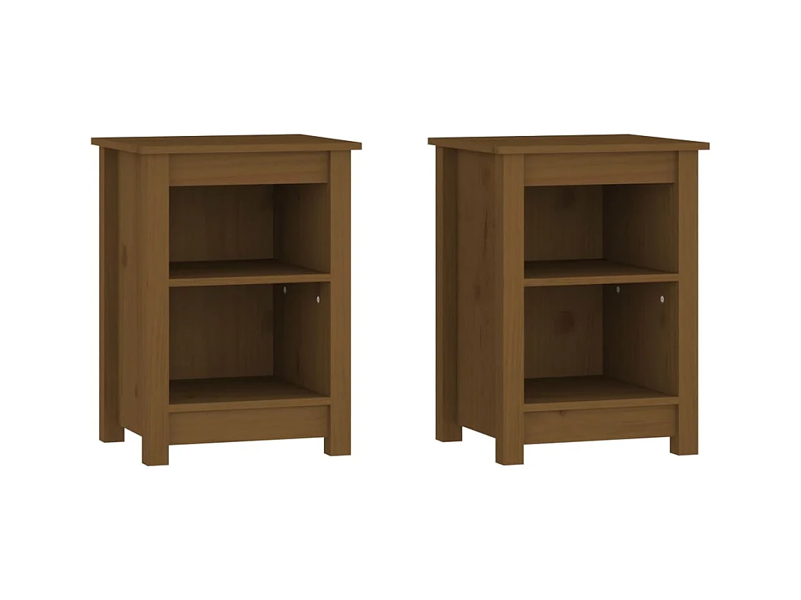 Tables de chevet 2 pcs Marron miel 40x35x55 cm Bois pin massif
