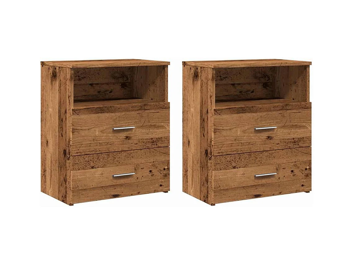 Nachtkastjes 2 stuks oud hout 50x32x60 cm bewerkt hout