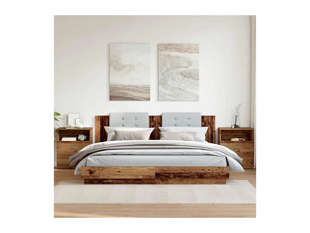 Nachtkastjes 2 stuks oud hout 50x32x60 cm bewerkt hout