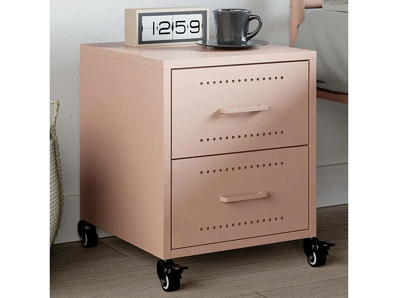 Table de chevet rose 36x39x43,5 cm acier