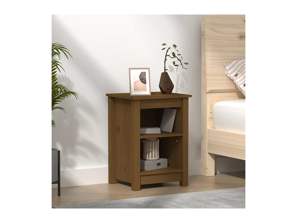 Table de chevet Marron miel 40x35x55 cm Bois de pin solide