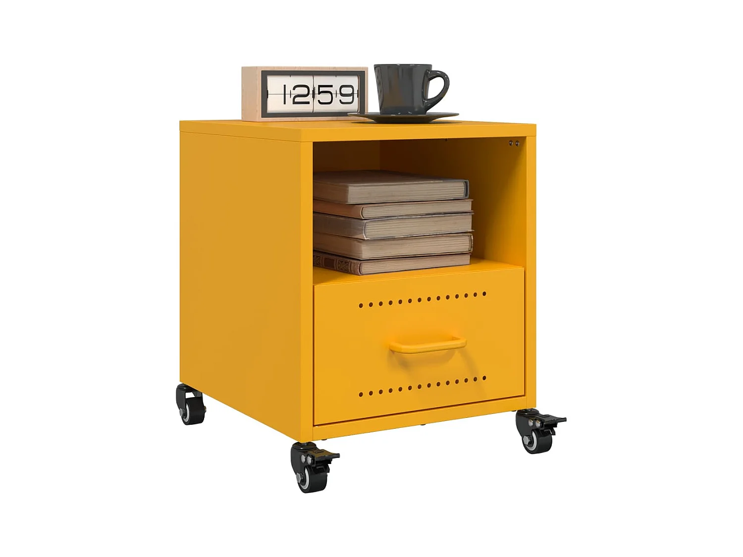 Tables de chevet 2 pcs jaune moutarde 36x39x43,5 cm acier