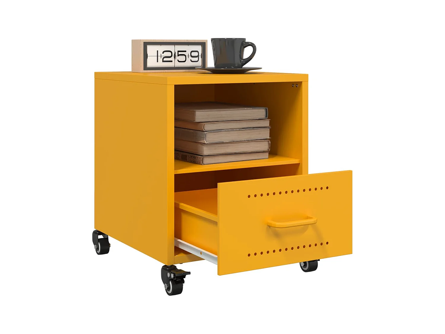 Tables de chevet 2 pcs jaune moutarde 36x39x43,5 cm acier