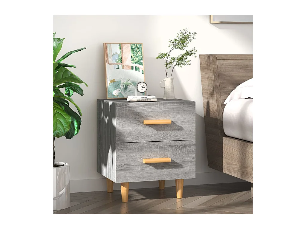 Comodino grigio Sonoma 40x35x47,5 cm