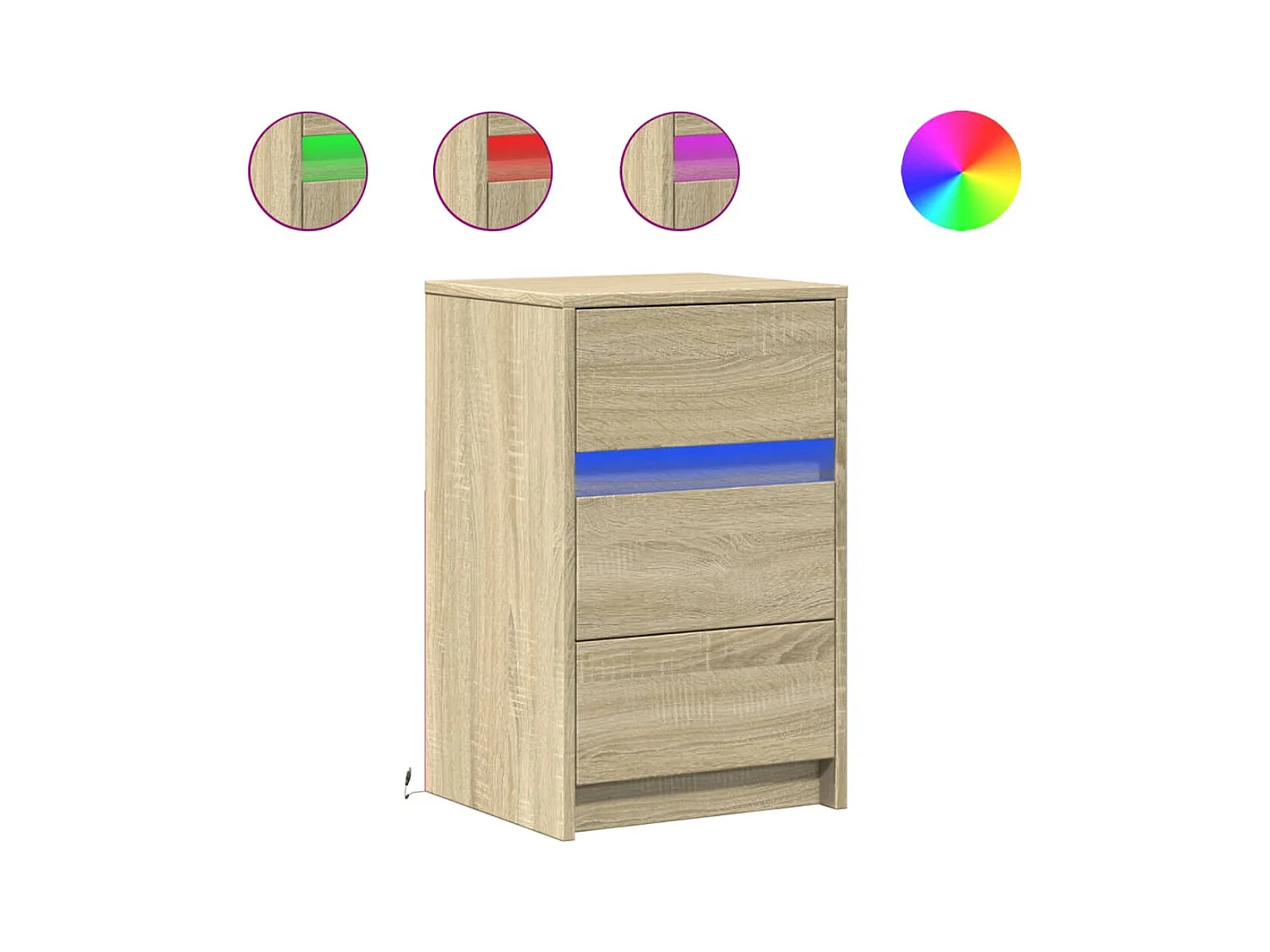 Nachttisch mit LED-Beleuchtung in Sonoma-Eiche