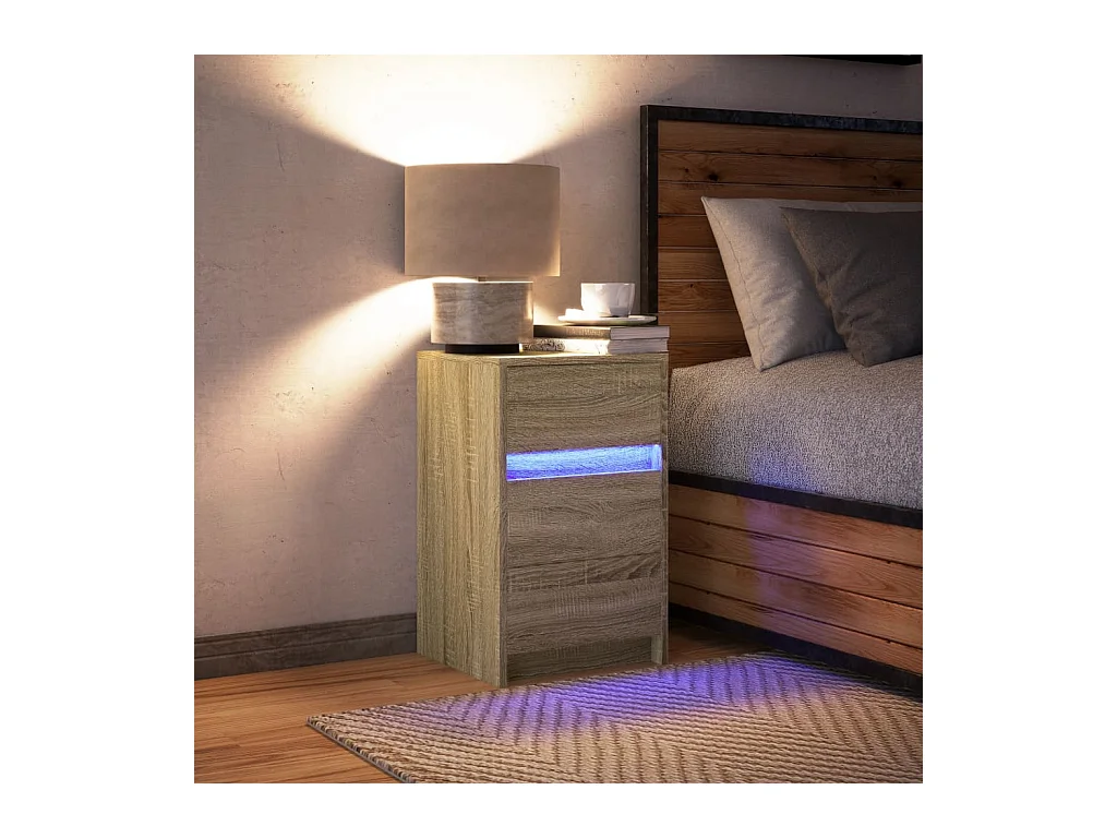 Nachttisch mit LED-Beleuchtung in Sonoma-Eiche
