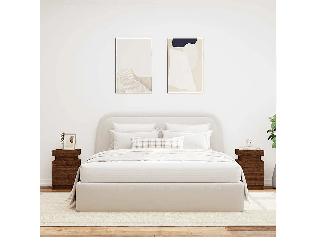 Tables de chevet et lumières LED 2 pcs chêne marron 35x39x55 cm