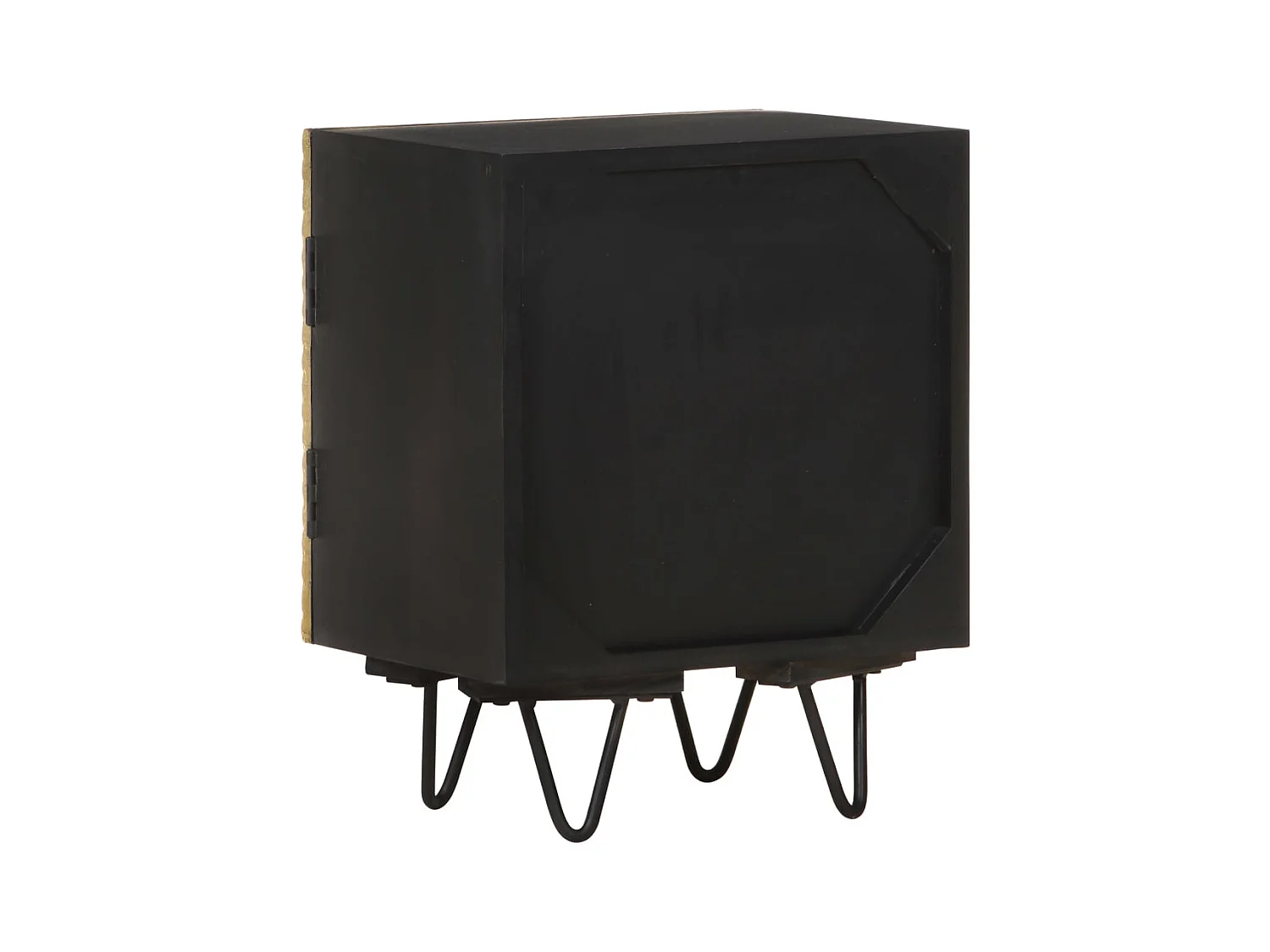 Table de chevet avec front en laiton 40x30x50cm Manguier massif