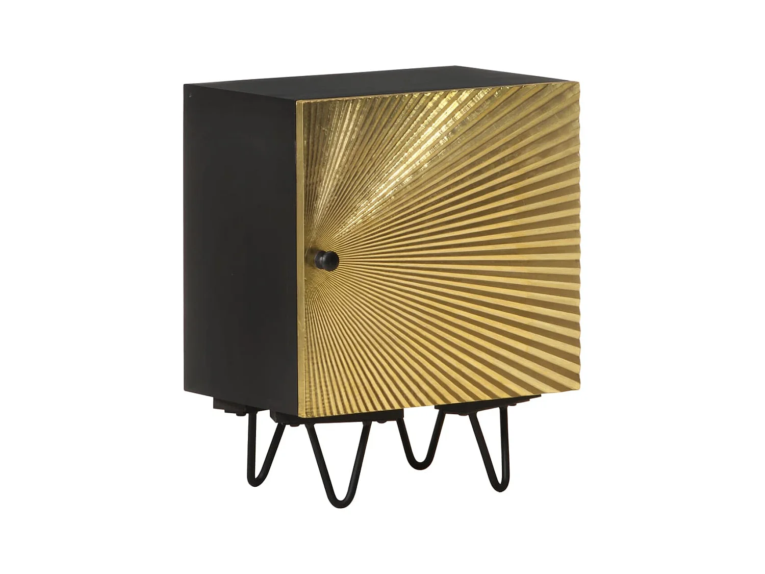 Table de chevet avec front en laiton 40x30x50cm Manguier massif