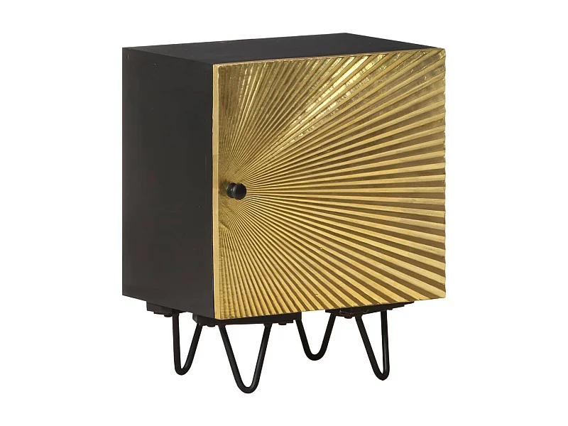 Comodino con frontale in ottone 40x30x50cm Legno massello di mango