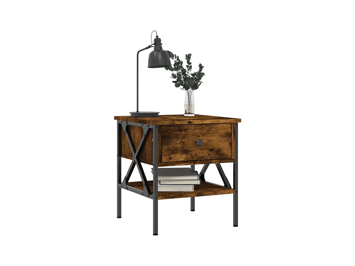 Nachtkastjes 2 stuks gerookt eiken 40x42x45 cm bewerkt hout