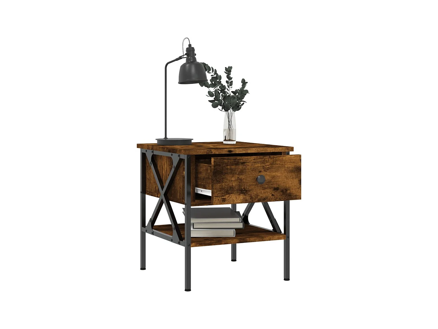 Nachtkastjes 2 stuks gerookt eiken 40x42x45 cm bewerkt hout