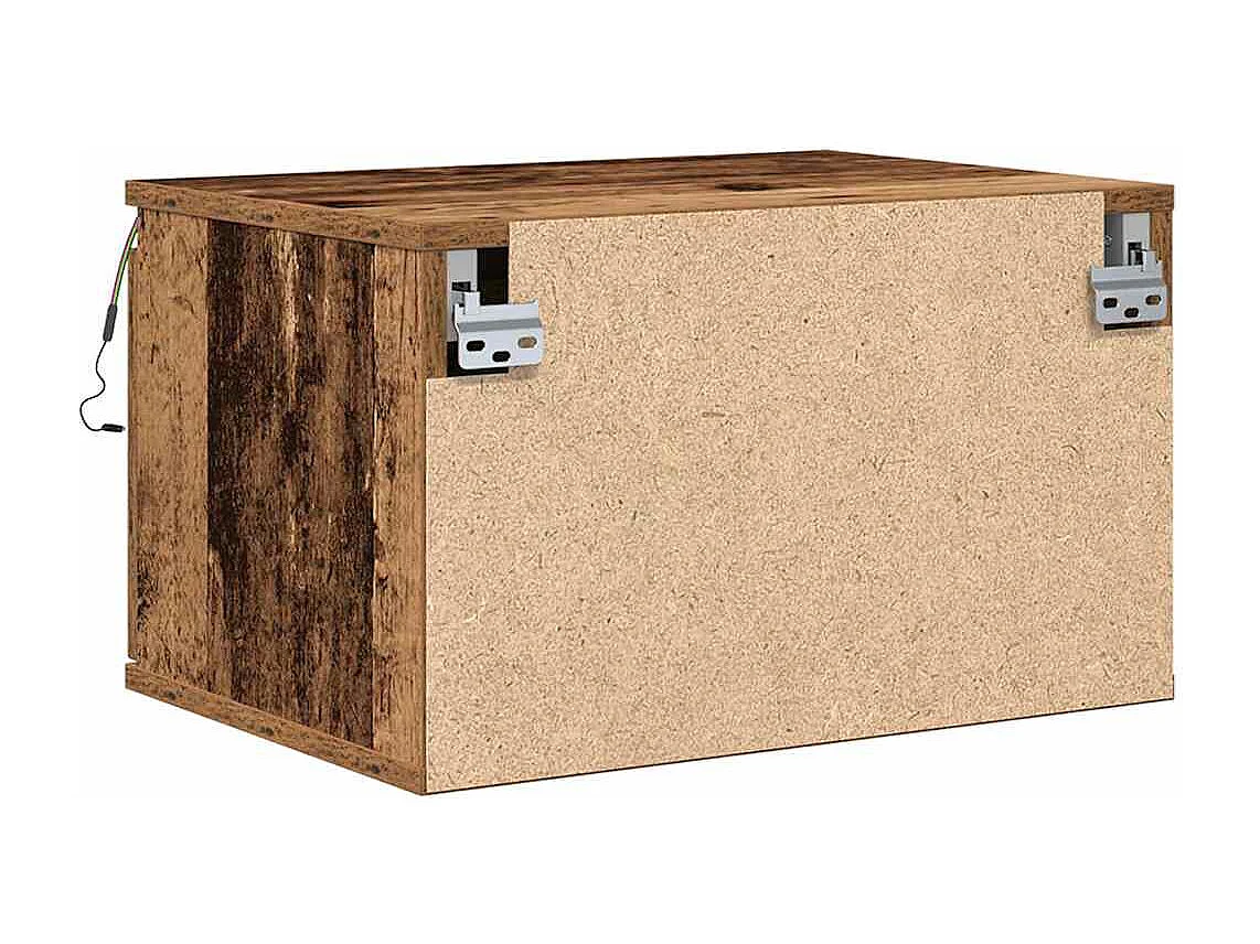 Tables de chevet avec lumières LED 2 pièces à mur en bois ancien