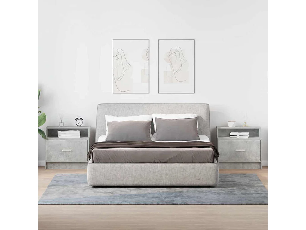 Tables de chevet avec tiroir 2 pcs gris béton 51x31x47 cm