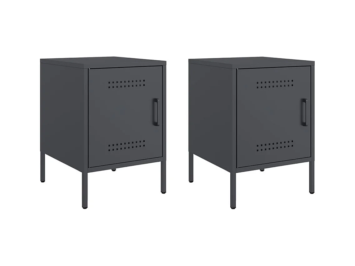 Tables de chevet 2 pcs anthracite 36x39x50,5 cm acier