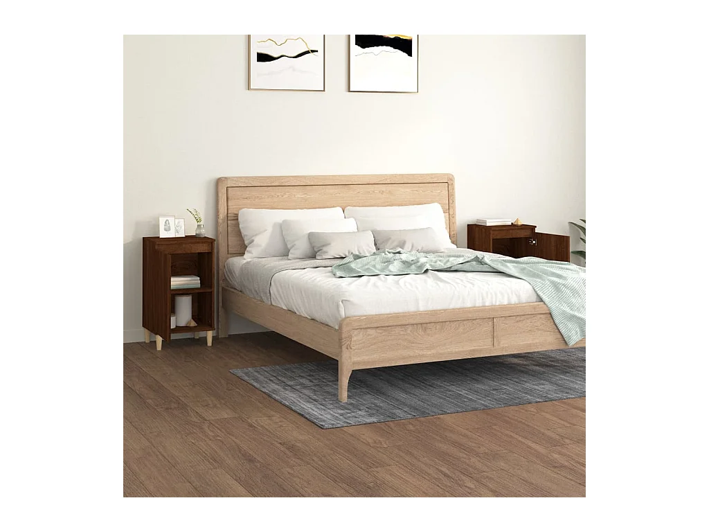 Nachttische 2er Eiche braun 40x35x70cm Holzwerkstoff
