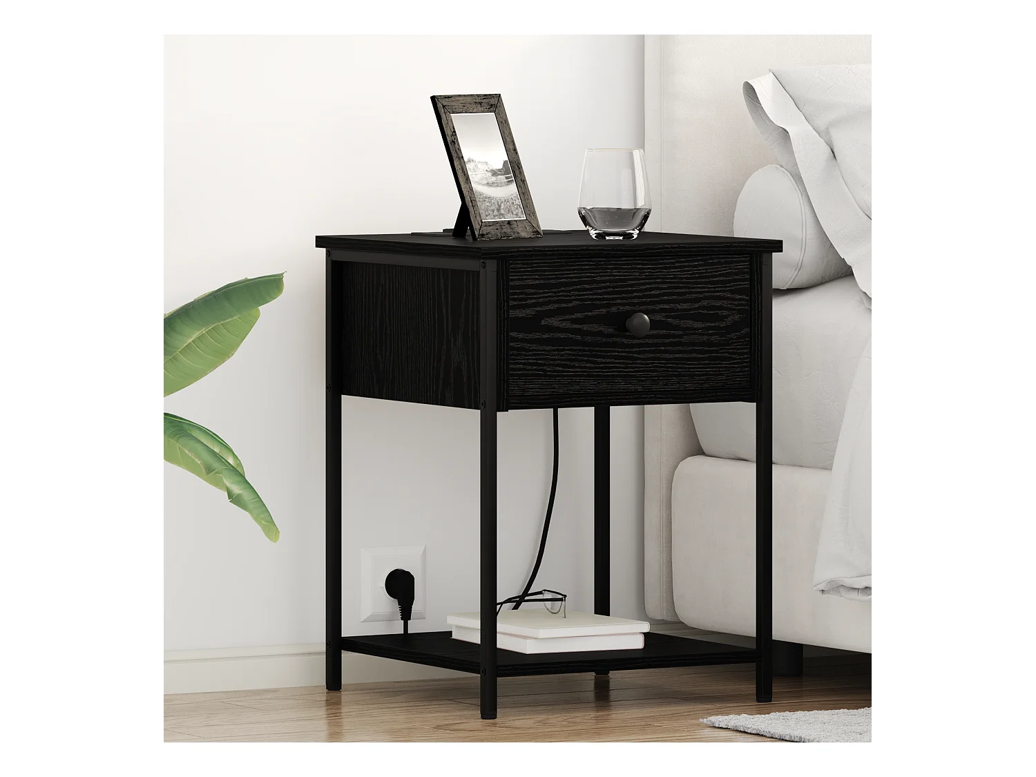 Armoires de chevet avec tiroir 2 pcs Chêne noir 42 x 41 x 56 cm