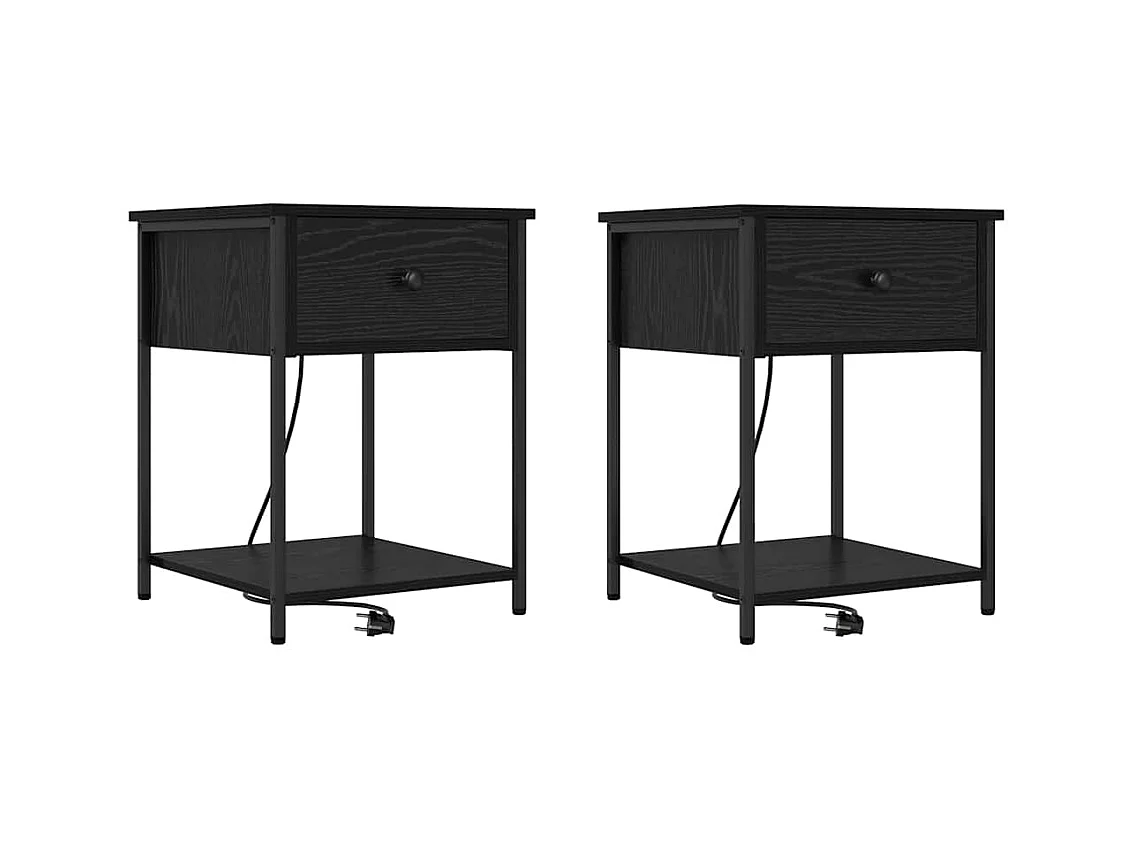 Armoires de chevet avec tiroir 2 pcs Chêne noir 42 x 41 x 56 cm