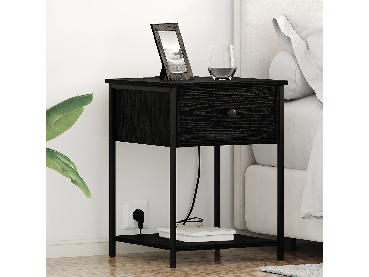 Armoires de chevet avec tiroir 2 pcs Chêne noir 42 x 41 x 56 cm