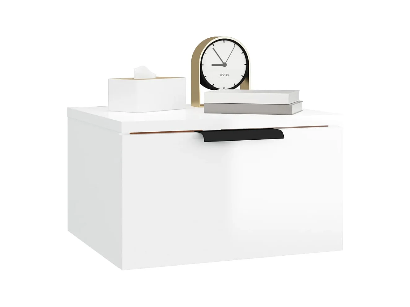 Table de chevet murale blanc brillant 34x30x20 cm