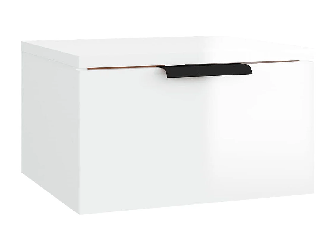 Table de chevet murale blanc brillant 34x30x20 cm