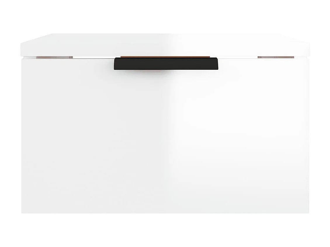 Table de chevet murale blanc brillant 34x30x20 cm