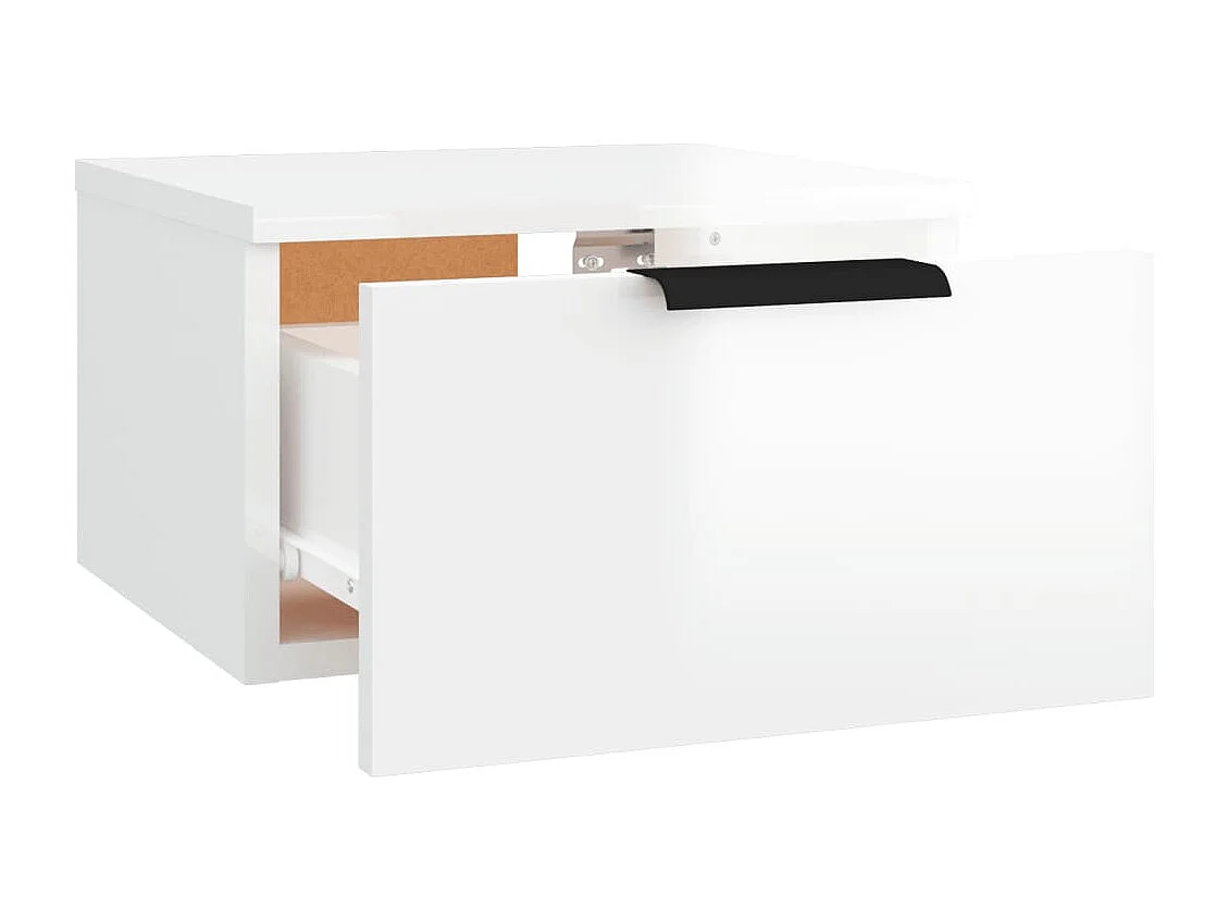 Table de chevet murale blanc brillant 34x30x20 cm