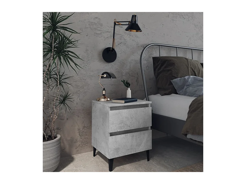 Mesita de noche de madera de ingeniería gris hormigón 40x35x50 cm
