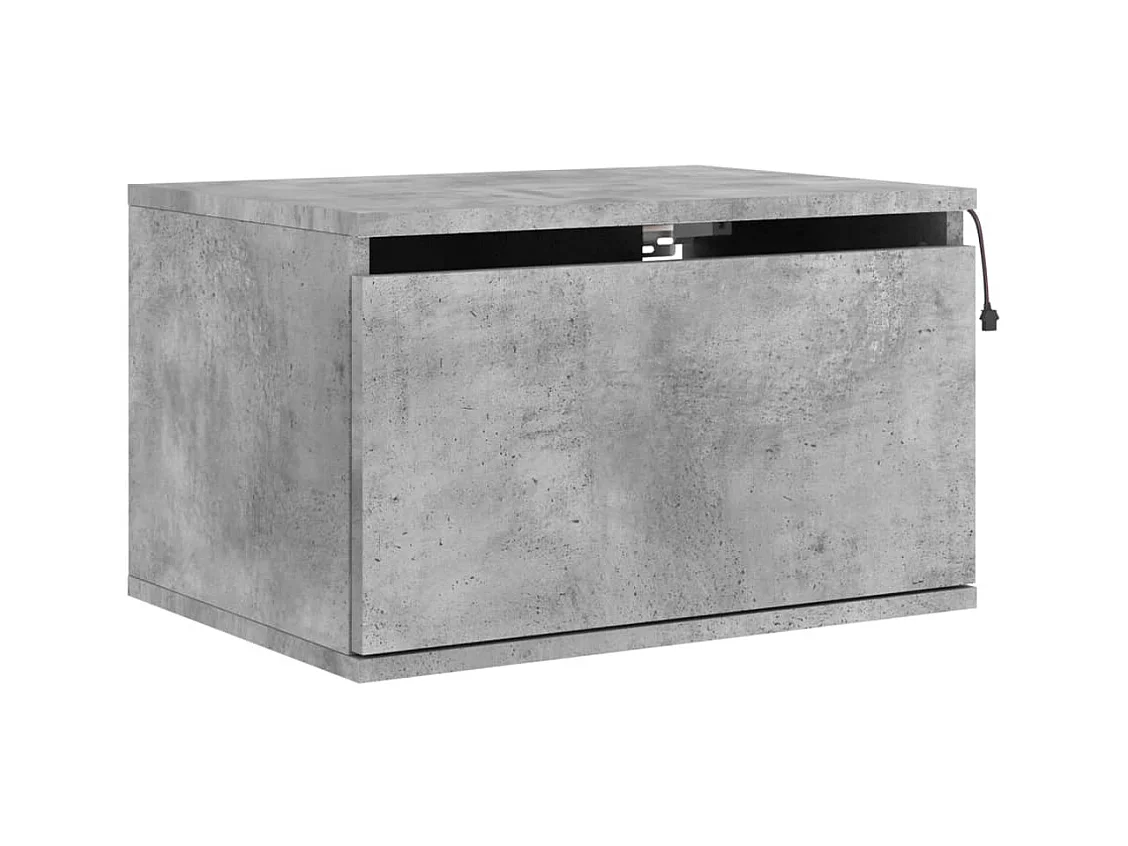 Table de chevet murale avec lumières LED gris béton