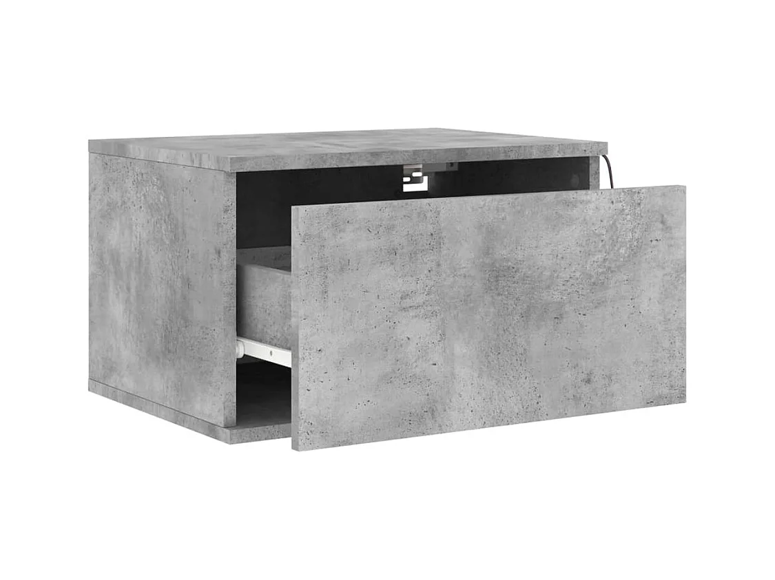 Table de chevet murale avec lumières LED gris béton