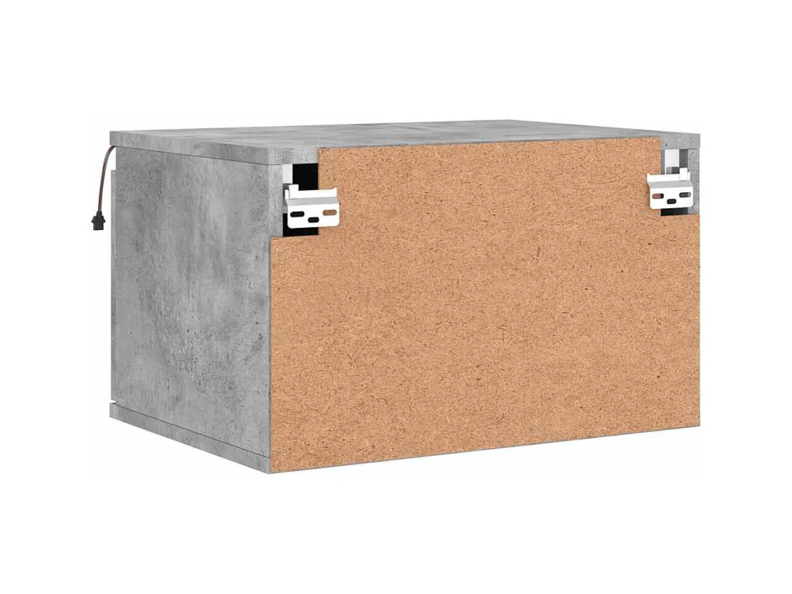 Table de chevet murale avec lumières LED gris béton