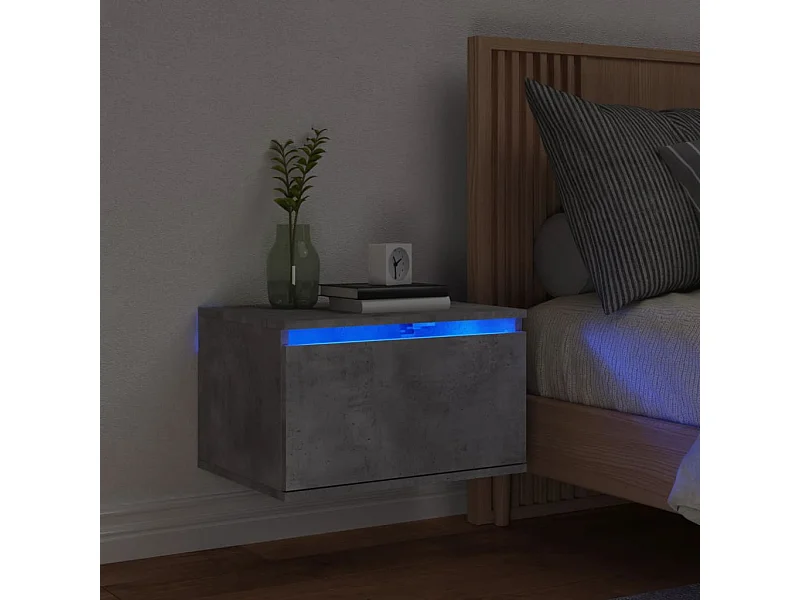 Comodino da parete grigio cemento con luci LED