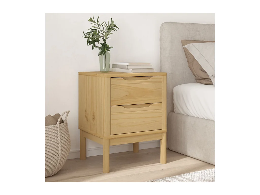 Table de chevet FLORO cire marron 45x39x57cm bois de pin massif