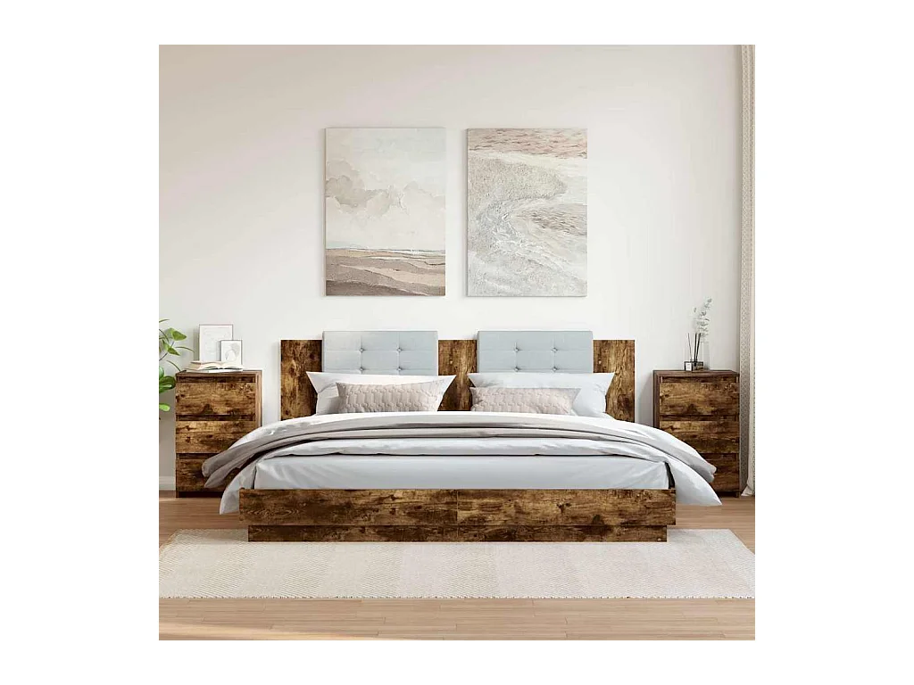 Tables de chevet 2pcs Chêne fumé 40x35x62,5cm Bois d'ingénierie