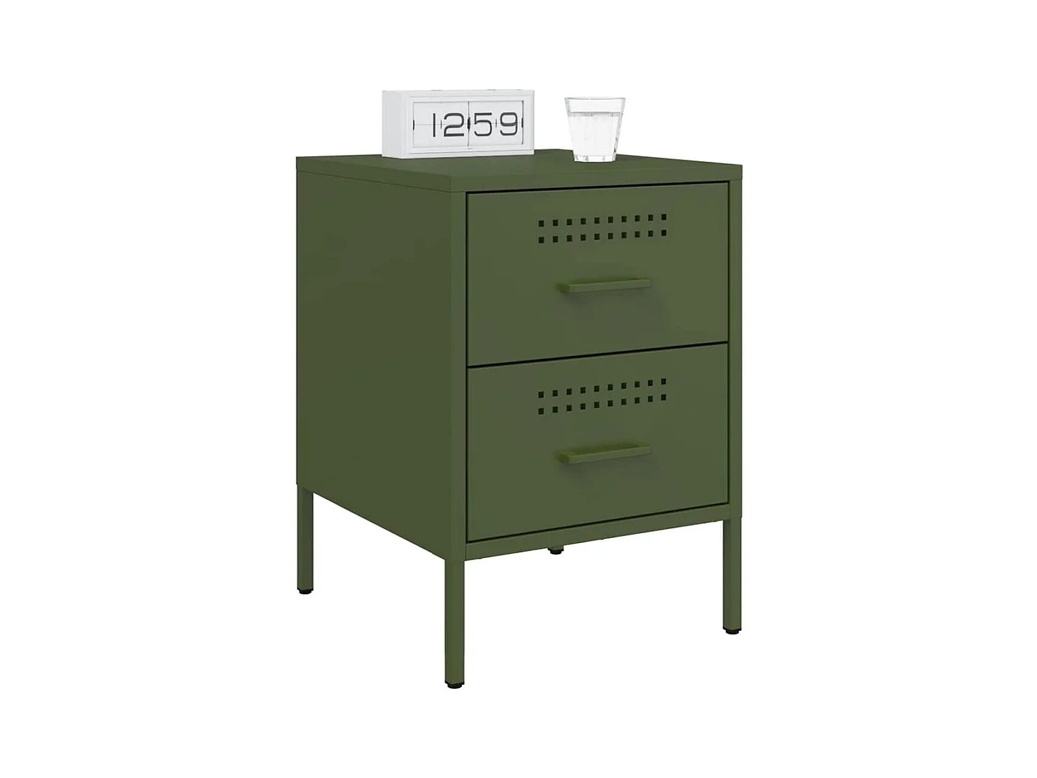 Tables de chevet 2 pcs vert olive 36x39x50,5 cm acier