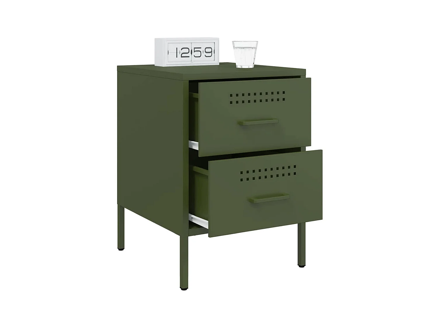 Tables de chevet 2 pcs vert olive 36x39x50,5 cm acier