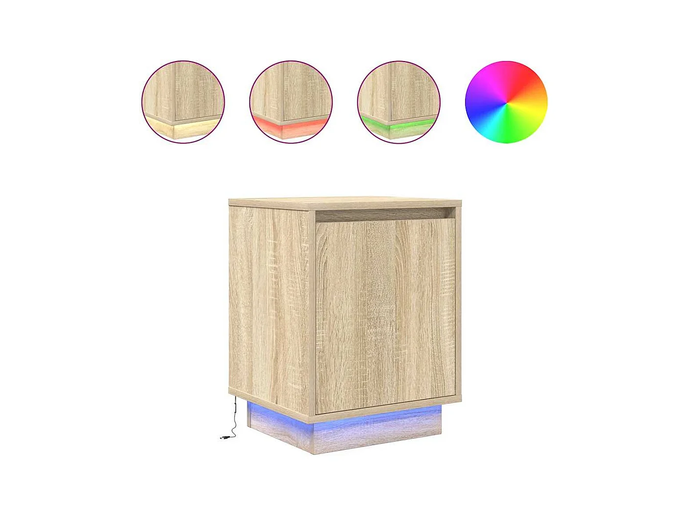 Nachttische mit LED-Leuchten 2 Stück Sonoma Eiche 38x34x50cm