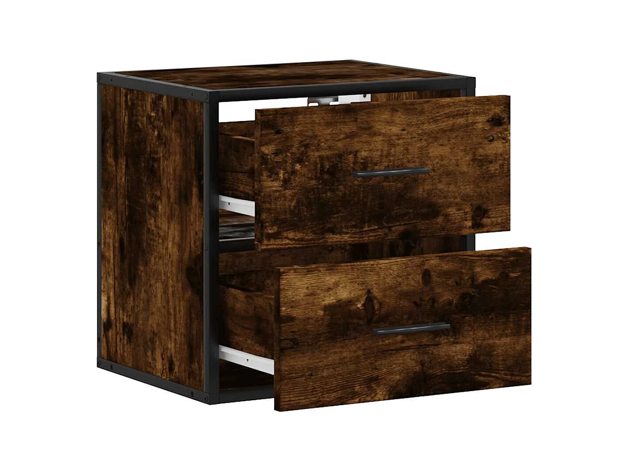 Gerookt eikenhouten wandnachtkastje 40x31x39,5 cm