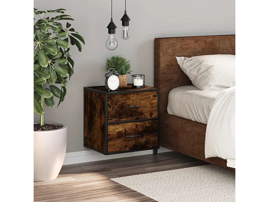 Table de chevet murale Chêne fumé 40x31x39,5 cm